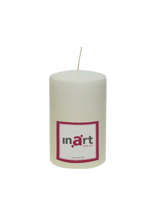 Inart Decorative Candle Ecru 9x14cm 1pcs