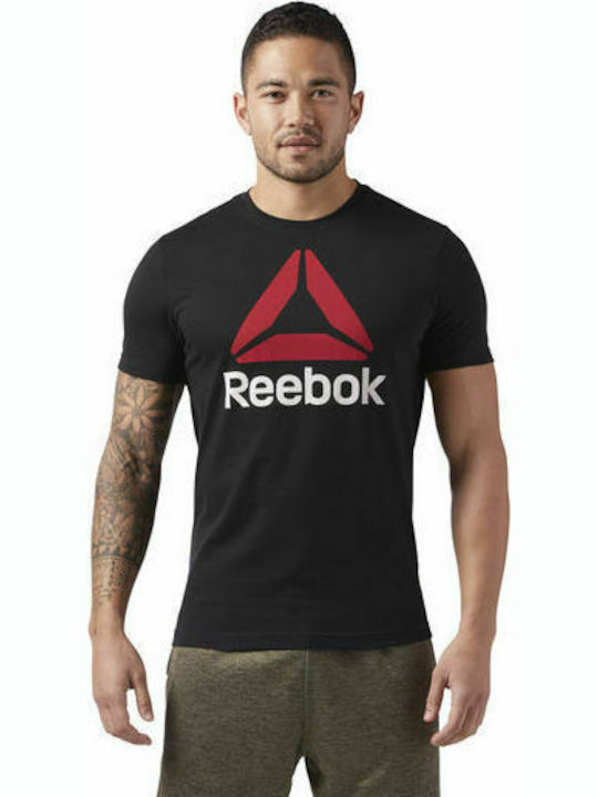 Reebok Qqr Stacked Men's Sports T-Shirt with Logo Black