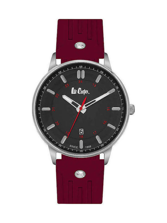 Lee Cooper Watch with Burgundy Rubber Strap LC06448.358