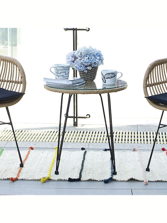 Salsa Auxiliary Outdoor Table with Glass Surfac...