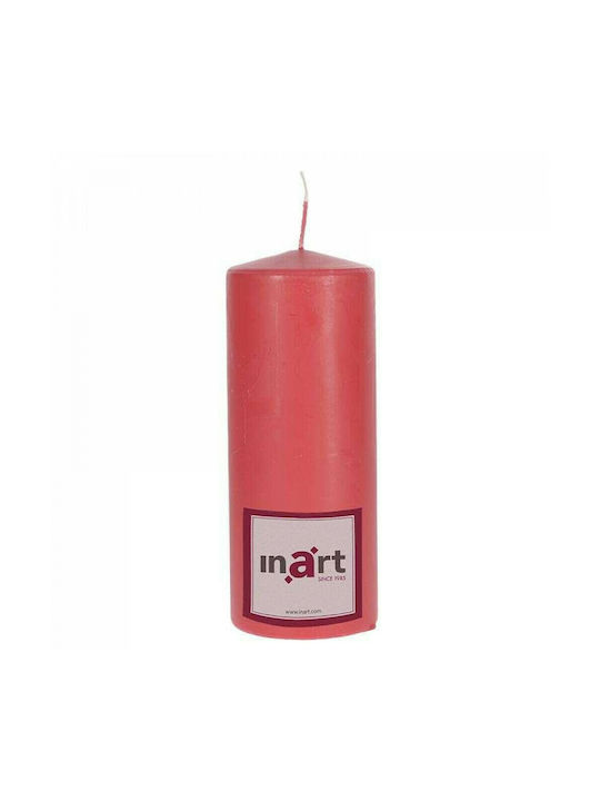 Inart Decorative Candle Red 7x18cm 1pcs