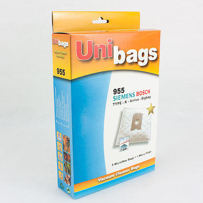 Unibags 955D Saci de Aspirator 5buc Compatibil cu Aspirator Bosch / Siemens