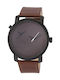 3Guys Watch Chronograph Battery with Brown Leather Strap 3G18510