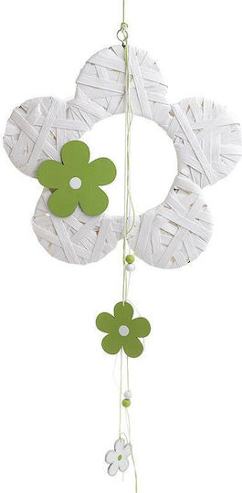 Inart Decorative Garland Flower Handmade White Wooden 30x0.5x30cm
