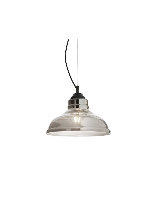 Ideal Lux Bistro SP1 Plate Pendant Light Single-Light Bell Gray