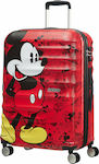 American Tourister Wavebreaker Disney Kinder Mittlerer Koffer Hart Rot mit 4 Räder Höhe 67cm