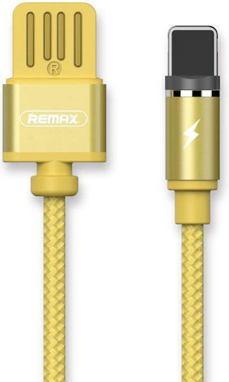 Remax Gravity RC-095i Braided / Magnet detasabil USB-A la Cablu Lightning Auriu 1m
