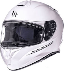 MT Targo Solid A0 Gloss Pearl White Мотоциклетна Каска Цяло лице ECE 22.05 / DOT 1450гр MTH000KRA235