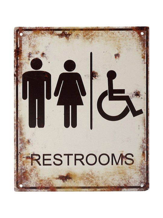 Espiel Metallic Wall Sign Restrooms 20x25cm LOG219