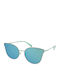 Polaroid Damen Sonnenbrille mit Türkis Metall Gestell und Hellblau Polarisiert Spiegel Linse PLD4056/S 6LB
