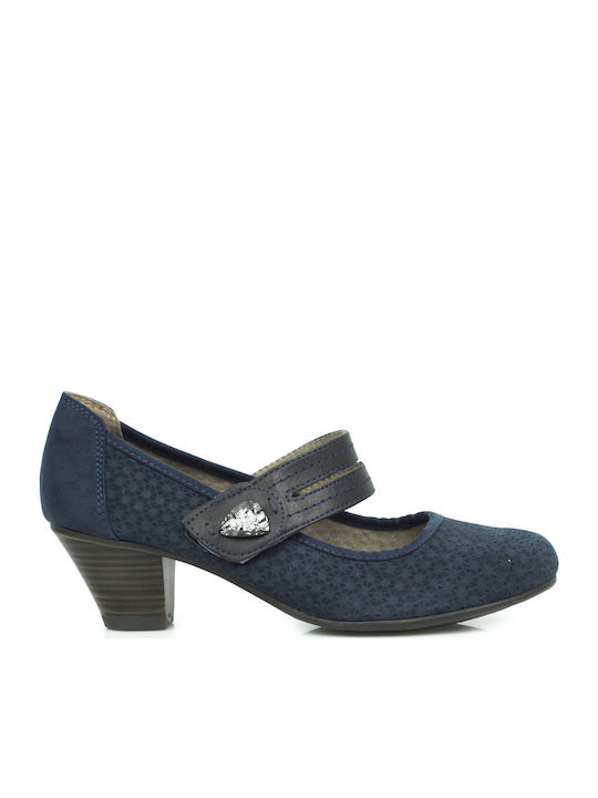 Jana Anatomic Leather Navy Blue Heels