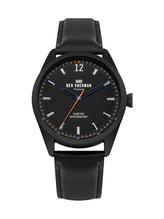 Ben Sherman Spitafields Social Uhr Batterie mit Schwarz Lederarmband