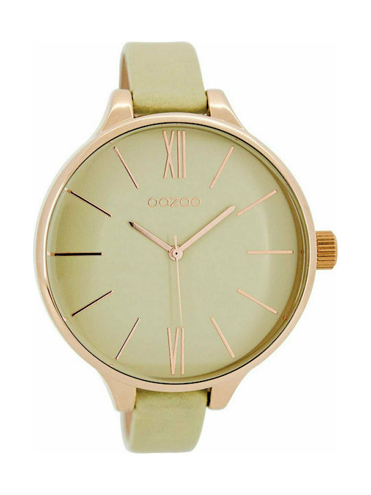 Oozoo Timepieces Watch with Beige Leather Strap