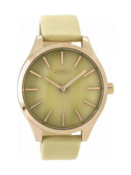 Oozoo Timepieces Uhr mit Beige Lederarmband