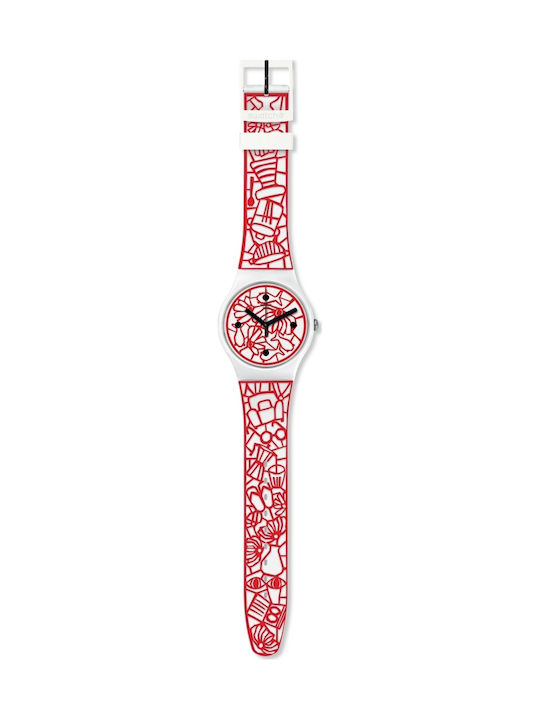 Swatch Cutotto Часовник с Червен Каучукова каишка