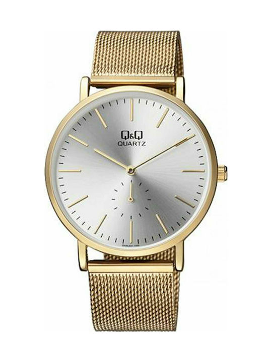 Q&Q Watch Battery with Gold Metal Bracelet QA96J001Y