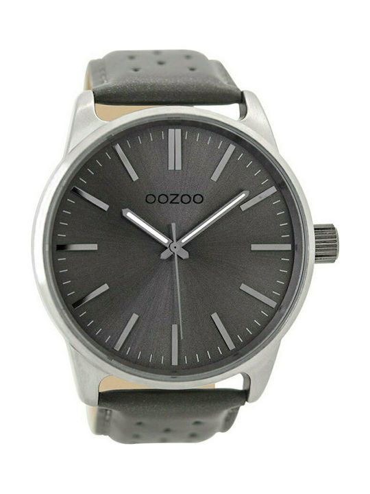 Oozoo Timepieces Watch Battery with Gray Leather Strap