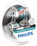 Philips Λάμπες Αυτοκινήτου X-tremeVision +130% H4 Αλογόνου 3500K Θερμό Λευκό 12V 60W 2τμχ