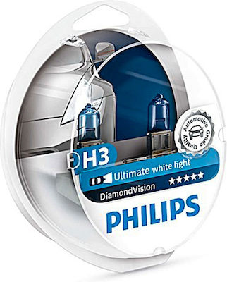 Philips Λάμπες Αυτοκινήτου DiamondVision H3 Αλογόνου 5000K 12V 55W 2τμχ
