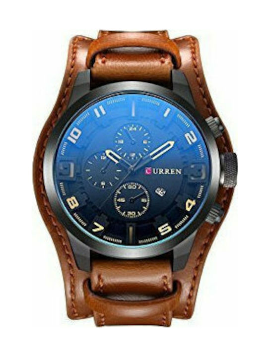 Curren Watch Chronograph with Leather Strap Bro...