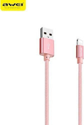 Awei Braided USB to Lightning Cable Ροζ Χρυσό 0.3m (CL-988)