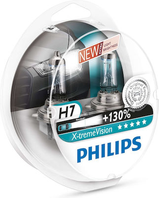 Philips Lămpi Autoturismului X-tremeVision +130% H7 Halogen 3700K Alb cald 12V 55W 2buc