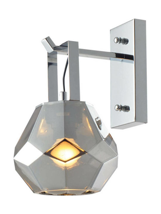 Aca Modern Lamp Wall with Socket E27 Silver 23x22.5x23.5cm