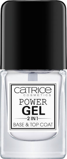 Catrice Cosmetics Power Gel 2 In 1 Top Coat / Base Coat για Απλά Βερνίκια 10.5ml