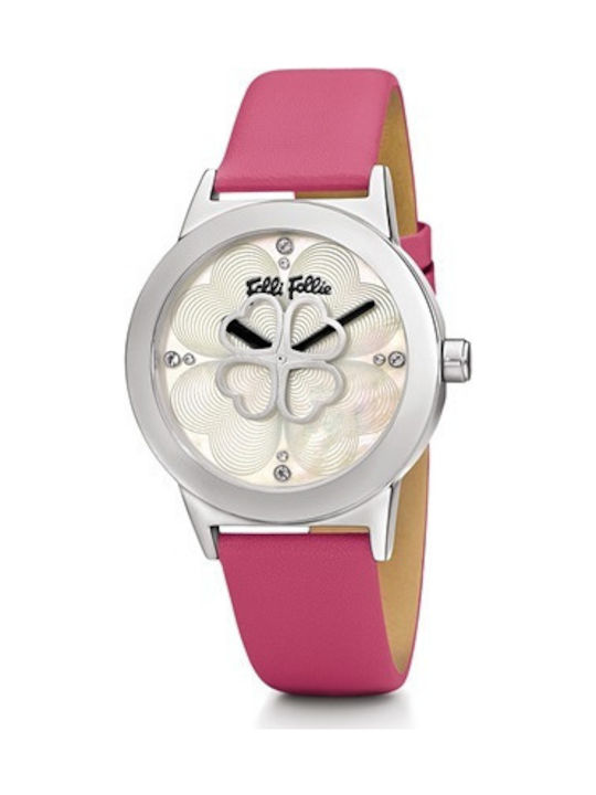 Folli Follie Watch with Pink Leather Strap WF13T040SPW-FU