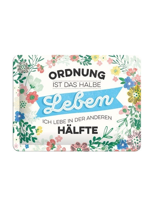 Nostalgic Art Sign Wall Decor made of Metallic Word Up Ordnung Ist Das Halbe Leben