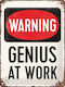 Nostalgic Art Metallic Wall Sign Achtung Genius At Work 30cm