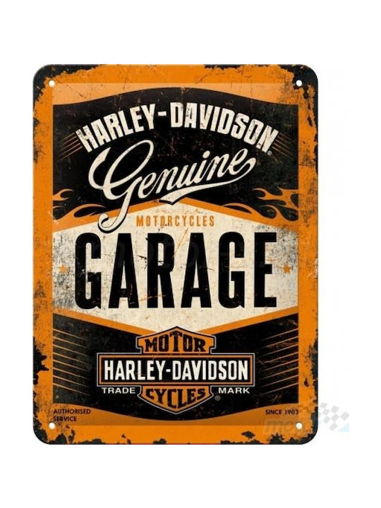 Nostalgic Art Unterschrift Wanddekoration aus Metallisch Harley-davidson Garage 40cm 1pcs