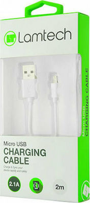 Lamtech Regulat USB 2.0 spre micro USB Cablu Alb 2m (LAM440993) 1buc