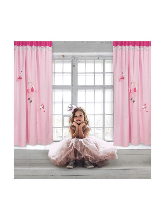 Das Home Kids Tab Top Curtain Dream Line Embroidery Pink 420142606464 140x260cm