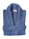 Das Home Happy 1459 Bathrobe with Collar Blue 430gr/m²