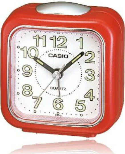 Casio Επιτραπέζιο Ρολόι με Δείκτες Πλαστικό με Ξυπνητήρι Κόκκινο TQ-142-4EF