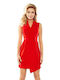 Mini dress with beautiful neckline - Red 70132 Red