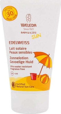 Weleda Sun Edelweiss Impermeabil Bebeluș Crema de Soare Emulsie pentru Față & Corp SPF30 150ml