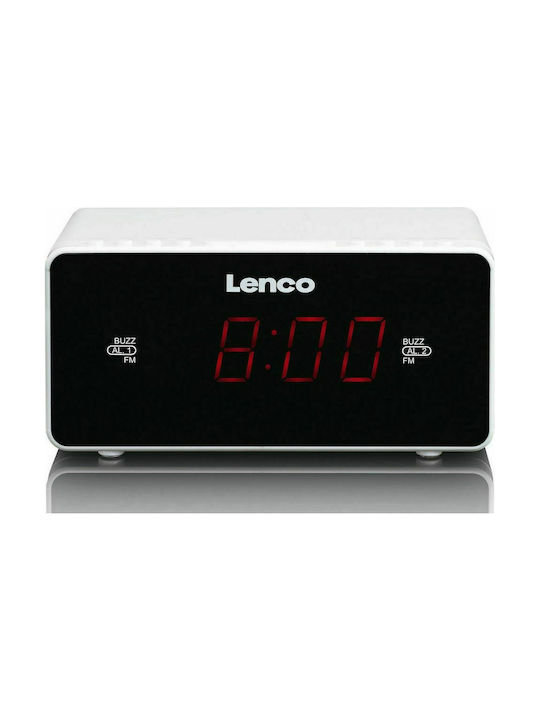 Lenco CR510W Tabletop Digital Clock with Alarm & Radio White CR-510