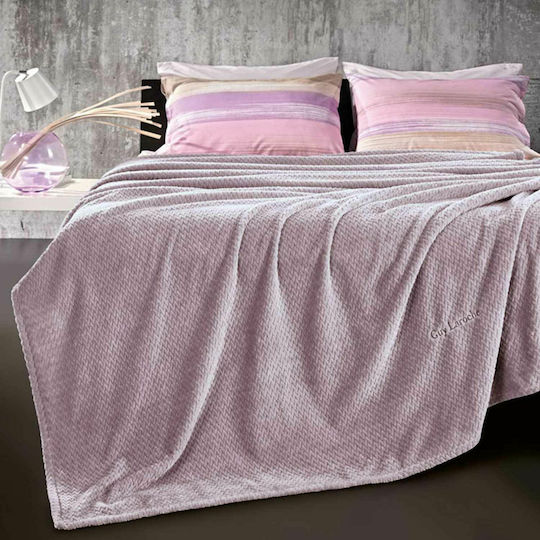 Guy Laroche Rombus Fleece Blanket Single 160x220cm Lilac