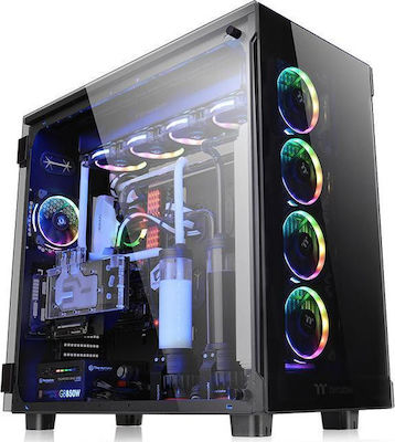 Thermaltake View 91 Tempered Glass RGB Edition Gaming Ultra Tower Κουτί Υπολογιστή με Πλαϊνό Παράθυρο Μαύρο