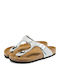 Gizeh Birko-Flor Women's Flat Sandals Anatomic in Silver Color Regular Fit