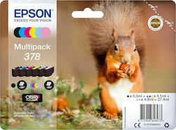 Epson 378 Original Paket mit 6 InkJet Druckerpatronen Hellblau / Helles Magenta / Gelb / Cyan / Magenta / Schwarz (C13T37884010)