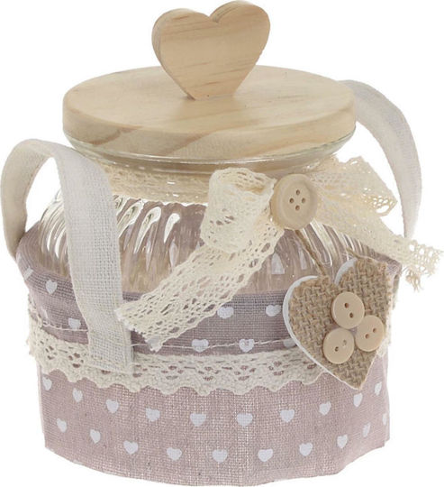 Inart General Use Glass Jar with Lid Pink 12x12x17cm