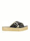 Leather Women's Flat Sandals in Black Color