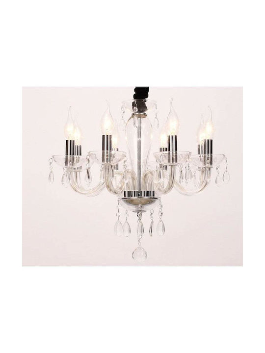 Aca Candelabru 8xE14 Ø49cm cu Lumânări Argint BLK82048PCC