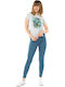 Up & Fit Performance 17-28034 Schulung Frauen Lang Leggings Hochgeschnitten Denim