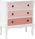 Wooden Chest of Drawers with 3 Drawers Pink 76x38x86cm