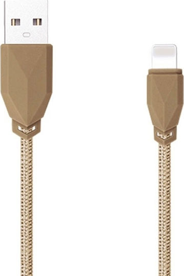 Awei CL-981 Braided USB-A la Cablu Lightning Auriu 1m
