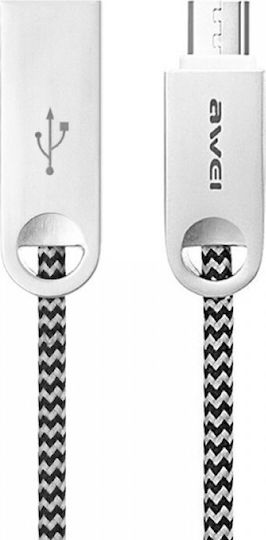 Awei CL-20 Braided USB-A la Cablu Lightning Gri 1m